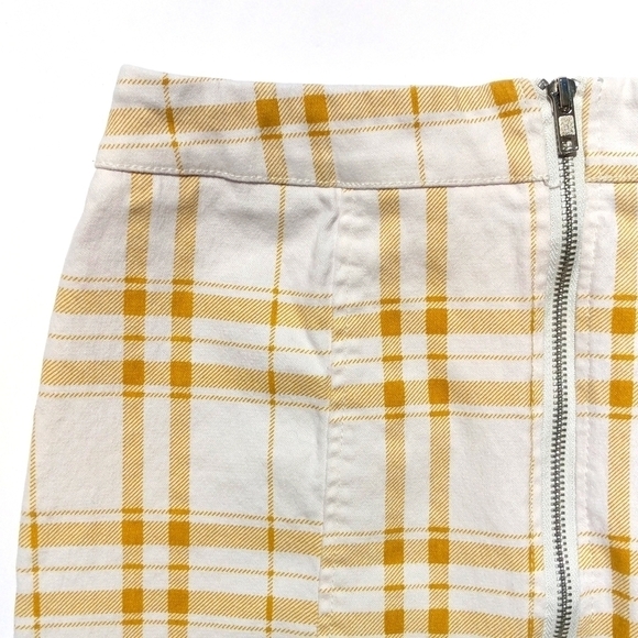 Forever 21 Plaid High Waisted Zip Up Front Mini Skirt White Yellow Medium - Picture 5 of 10